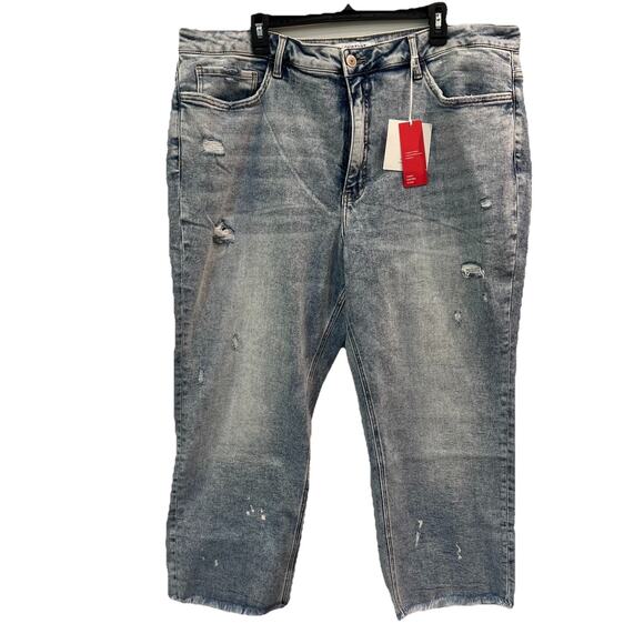 Lovervet by Vervet Jeans Tummy Control High Rise Straight Crop Leg Size 22W NEW - Picture 1 of 12